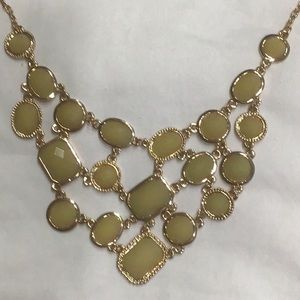Beautiful bohemian gold tone bib necklace with faceted yellow stones- never worn
